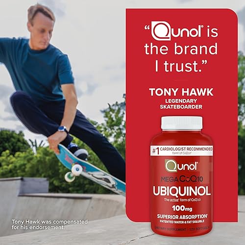 Miniatura 8 de Qunol Mega Ubiquinol Coq10 100 mg, absorción superior, suplemento natural soluble en agua y grasa, forma de coenzima Q10, antioxidante para la salud