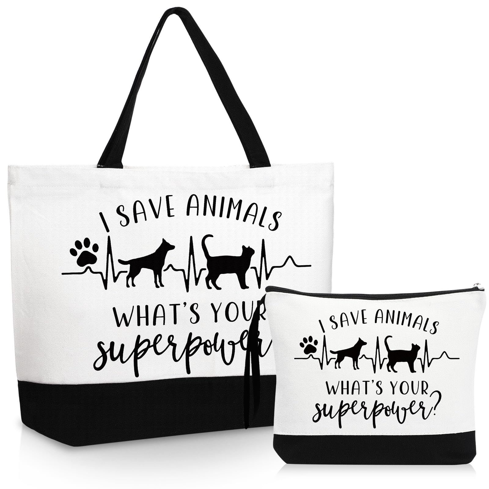 Paterr Vet Tech Appreciation Gifts Tote Bags Canvas Makeup Bag Veterinary Thank You Gift for Veterinarian Pet Lover Assistant