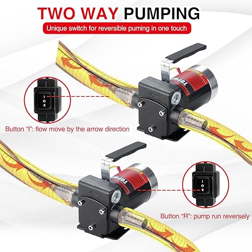 Miniatura 5 de TOPWAY Bomba de combustible de gasolina de 110 V CA, bomba de transferencia de aceite autocebante de 3.7 GPM con mango, bombeo reversible,