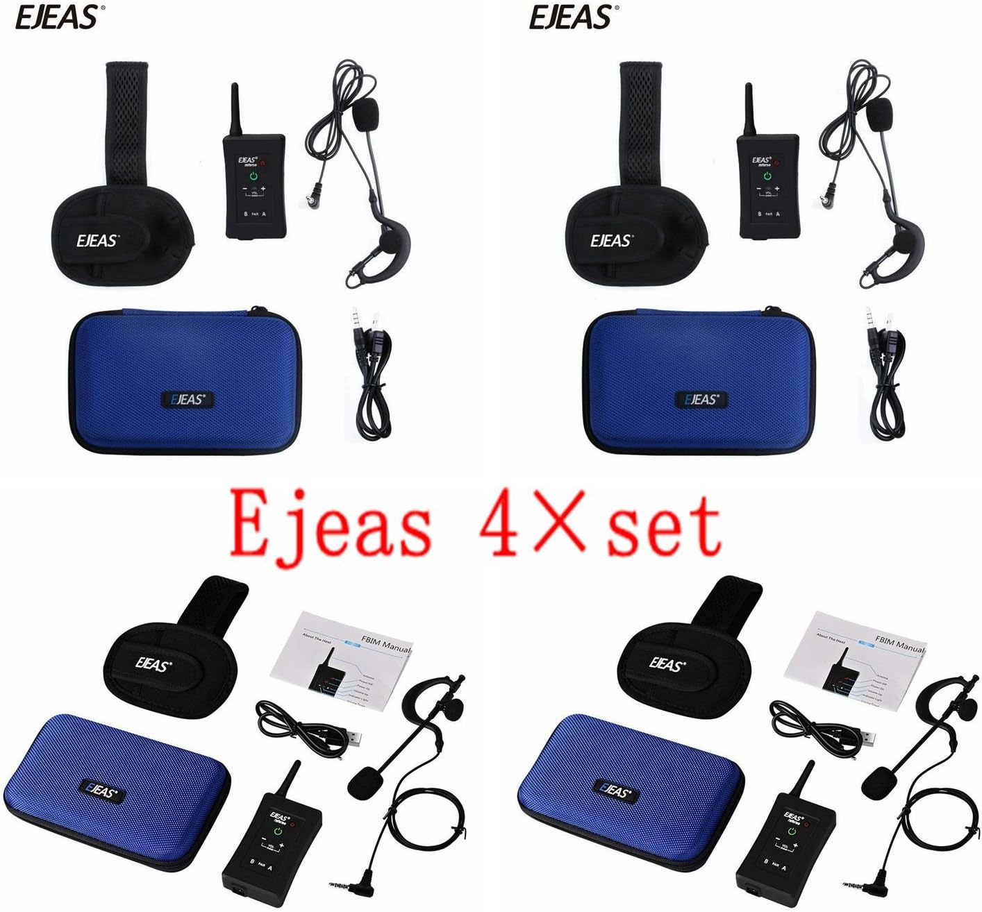 Wireless duplex Bluetooth intercom 4x FBIM Wireless Bluetooth Intercom for Football Referees Group Communication Works with Walkie Talkie 1200m