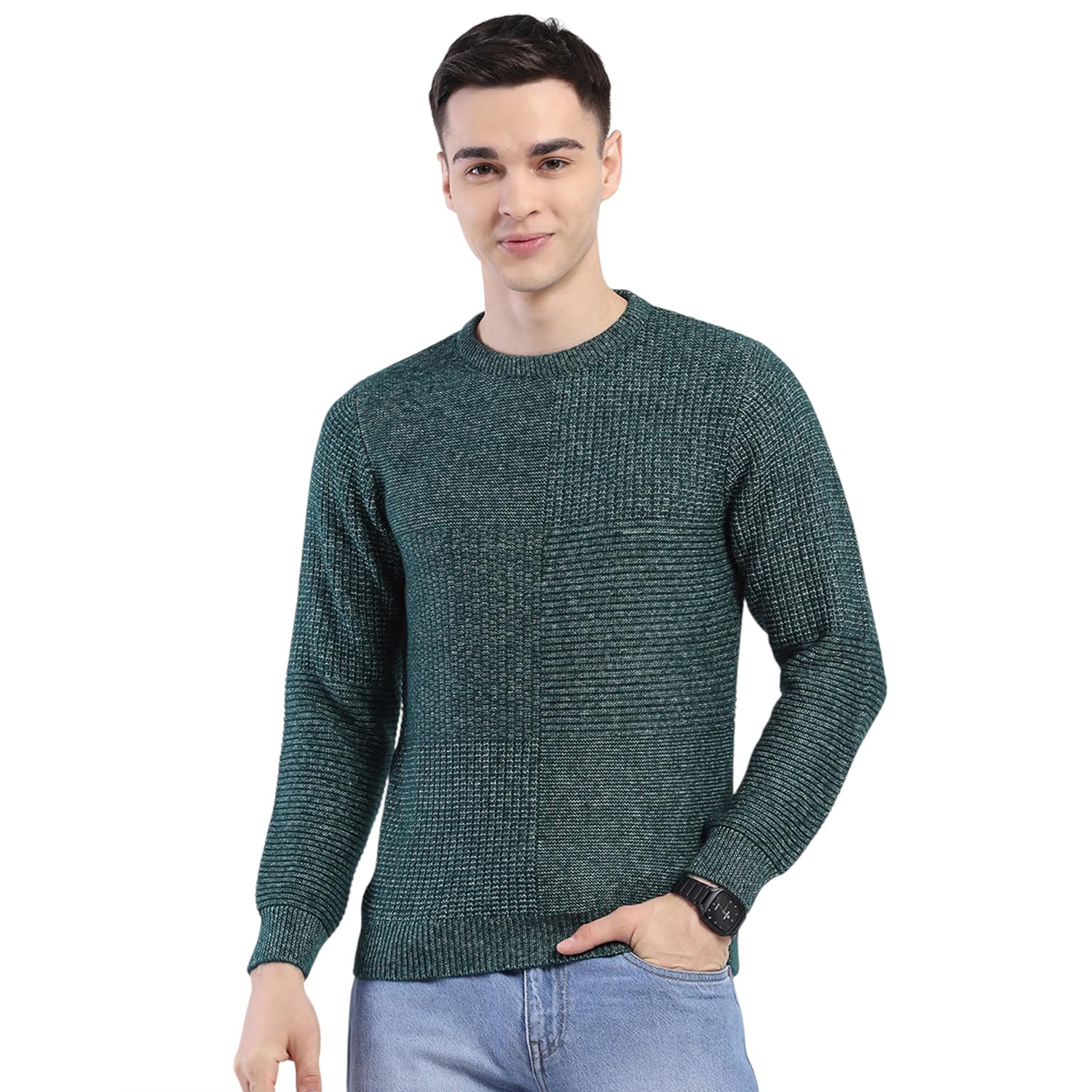 Men Regular Fit Self Design Round Neck Pull On Full Sleeve Winter Pullover|Woollen Sweater for Mens Wool Cardigan|Winter Pullover for Men's (Pack of 1)