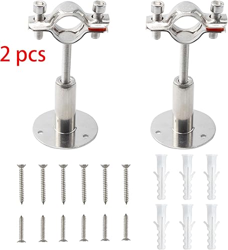 Miniatura 2 de 2 soportes de tubería de acero inoxidable 304 plateados, colgador de anillo ajustable con tornillos, altura de 2-4 pulgadas (1.969-3.937 in), para