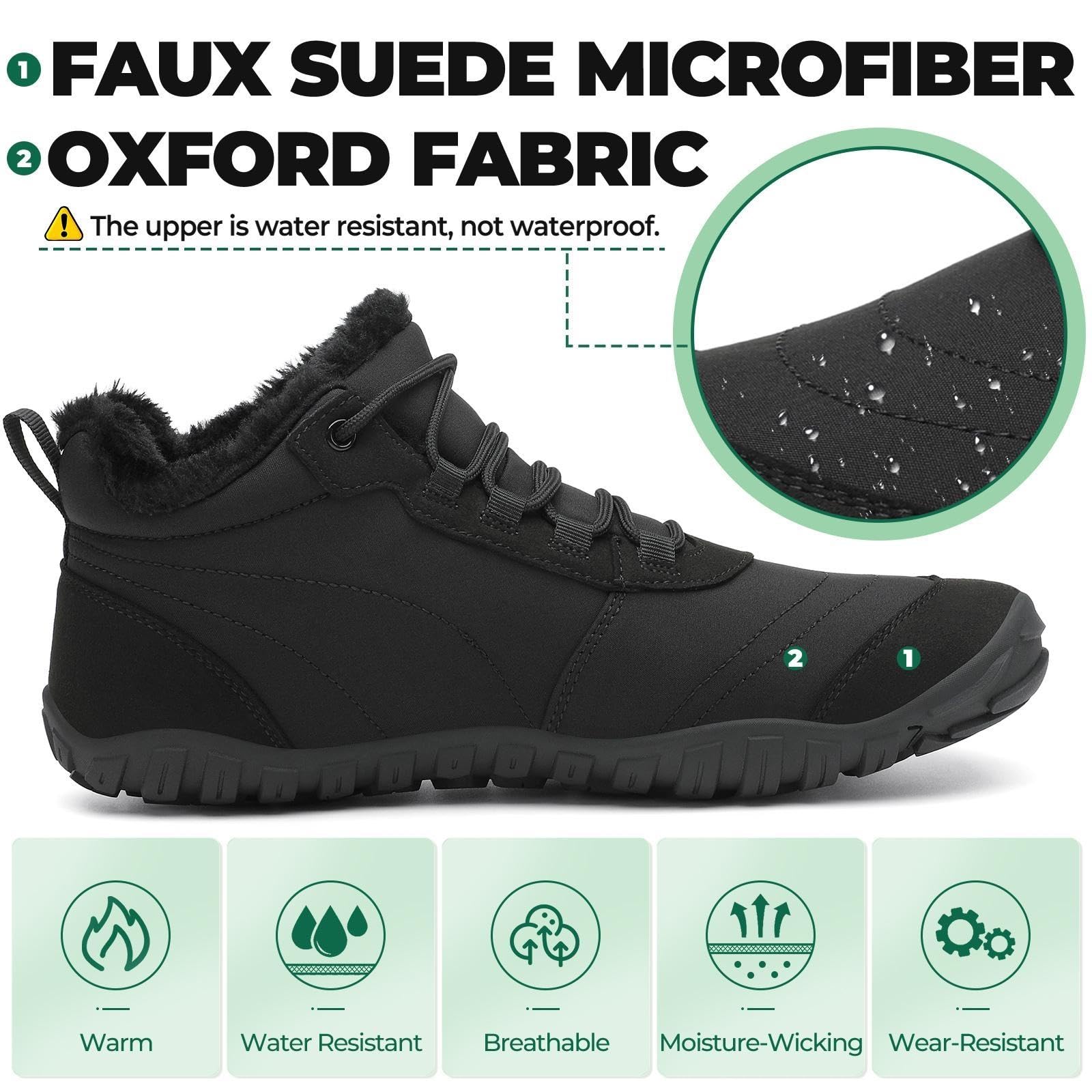 SAGUARO Zimowe buty do chodzenia boso, ciepła podszewka, buty zimowe dla kobiet EU 36-48