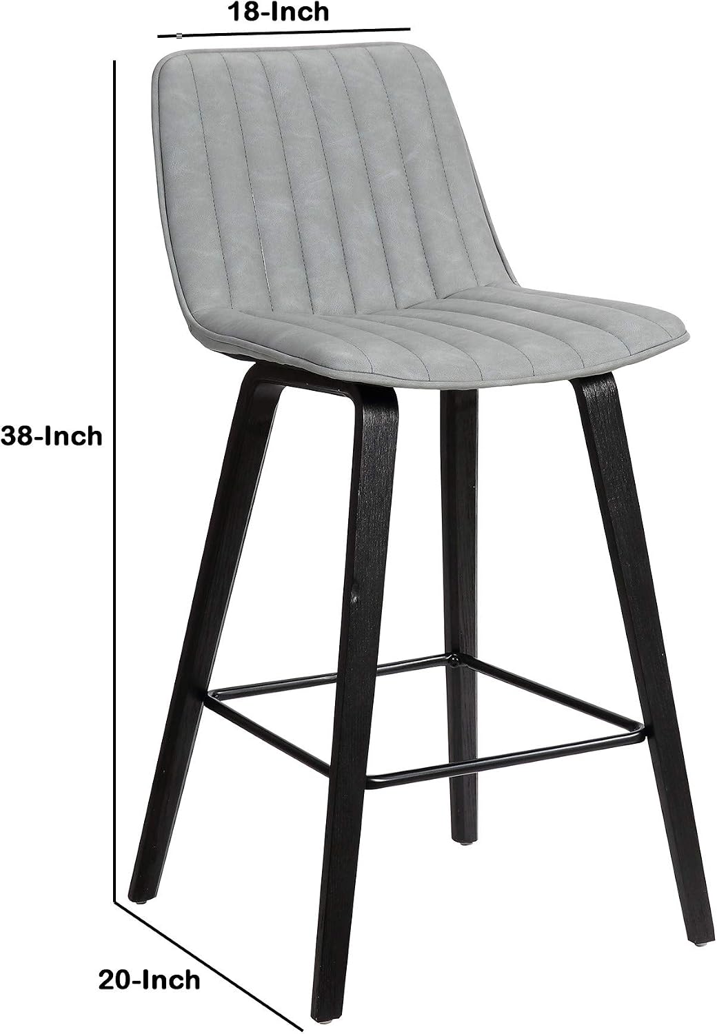 Amazoncom Benjara 26 Inch Leatherette Channel Tufted Wood Leg Barstool