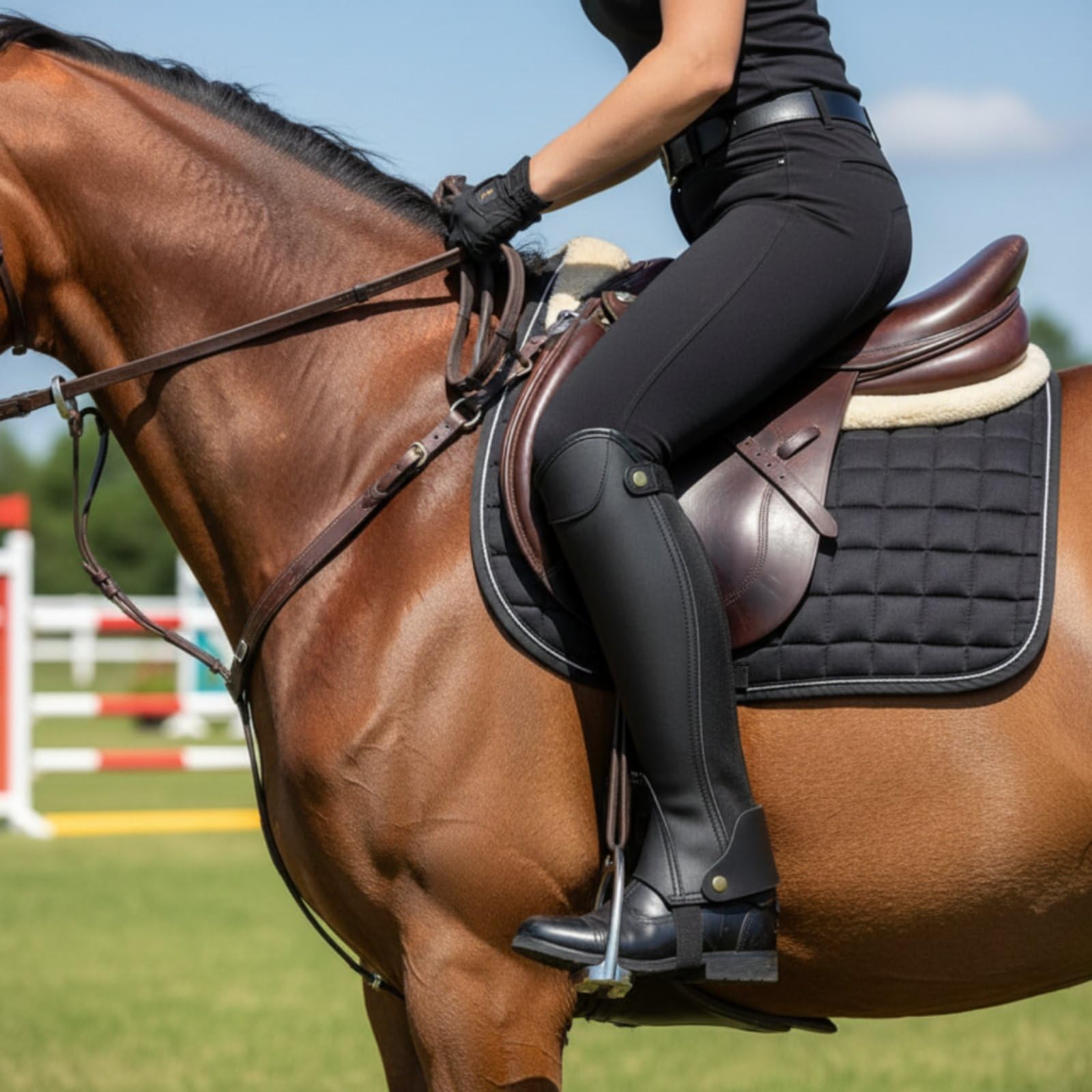 Paragambe da Equitazione in Microfibra Comode Parastinchi da Equitazione Lavorazione Precisa Coprigambe Cavaliere per Gara