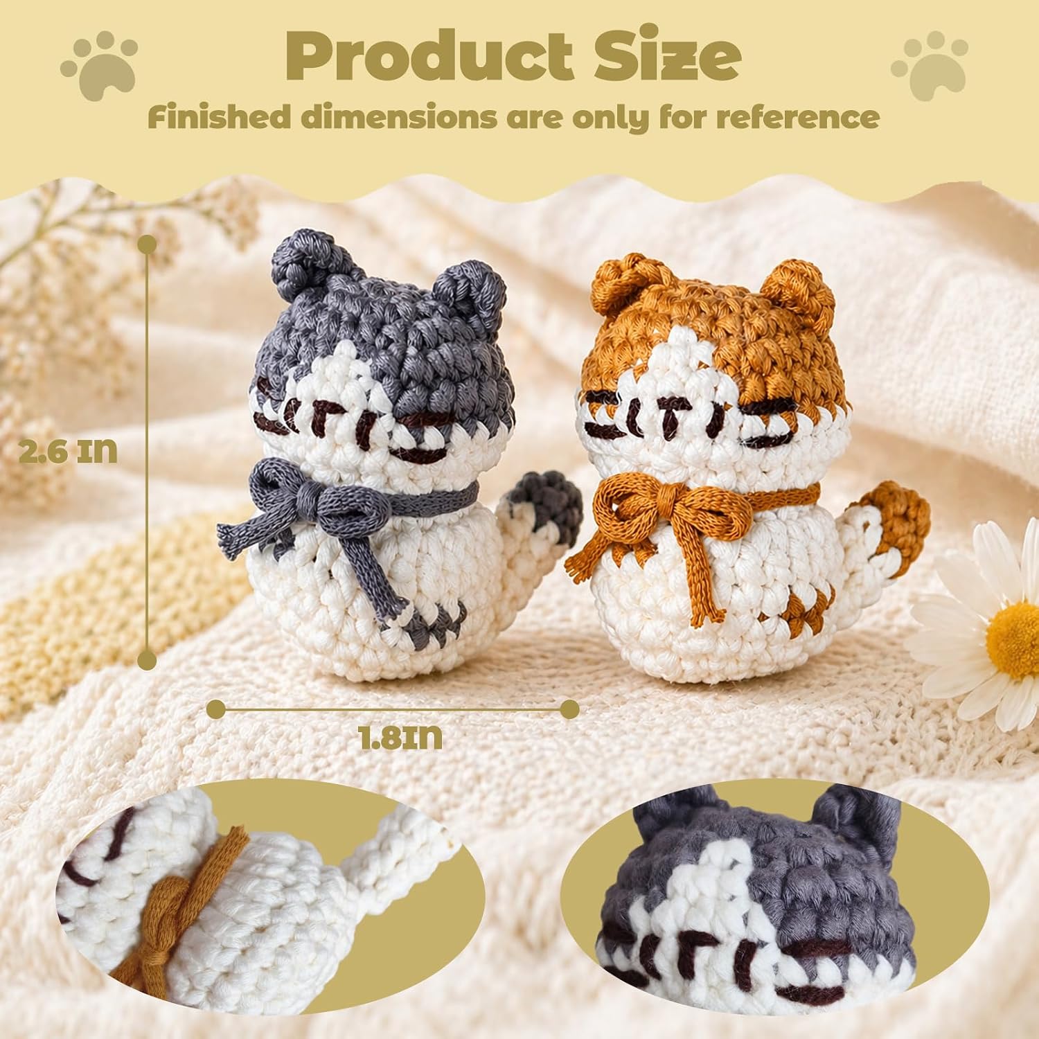 JueRum Cat Crochet Kit for Beginners – Step-by-Step Video Tutorials for Every Round, 40% Extra Easy Yarn, Complete Amigurumi Starter Kit for Adults & Teens, Perfect Beginner Crochet Gift