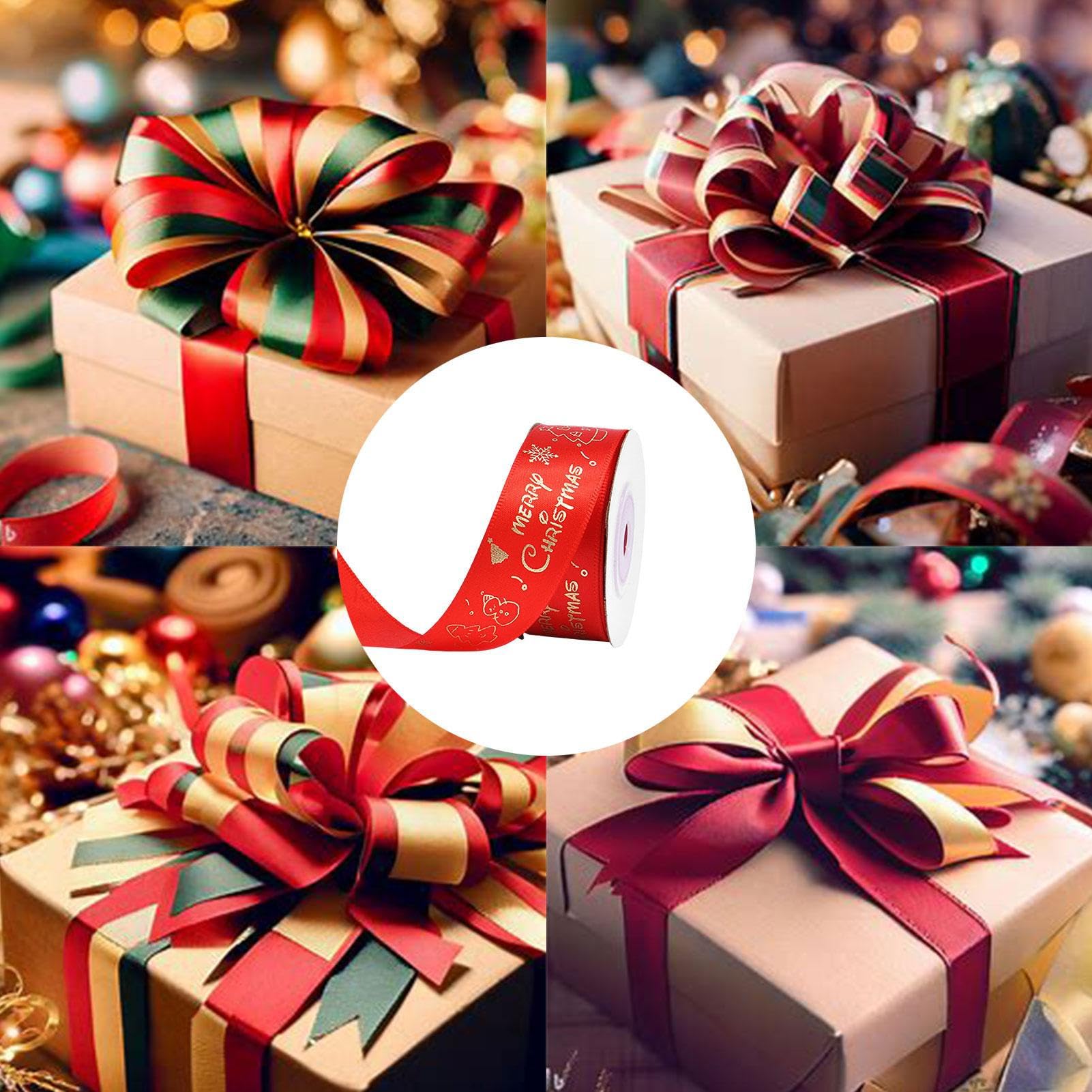 Amazon.co.jp: クリスマスリボン,メリークリスマスラッピングリボン