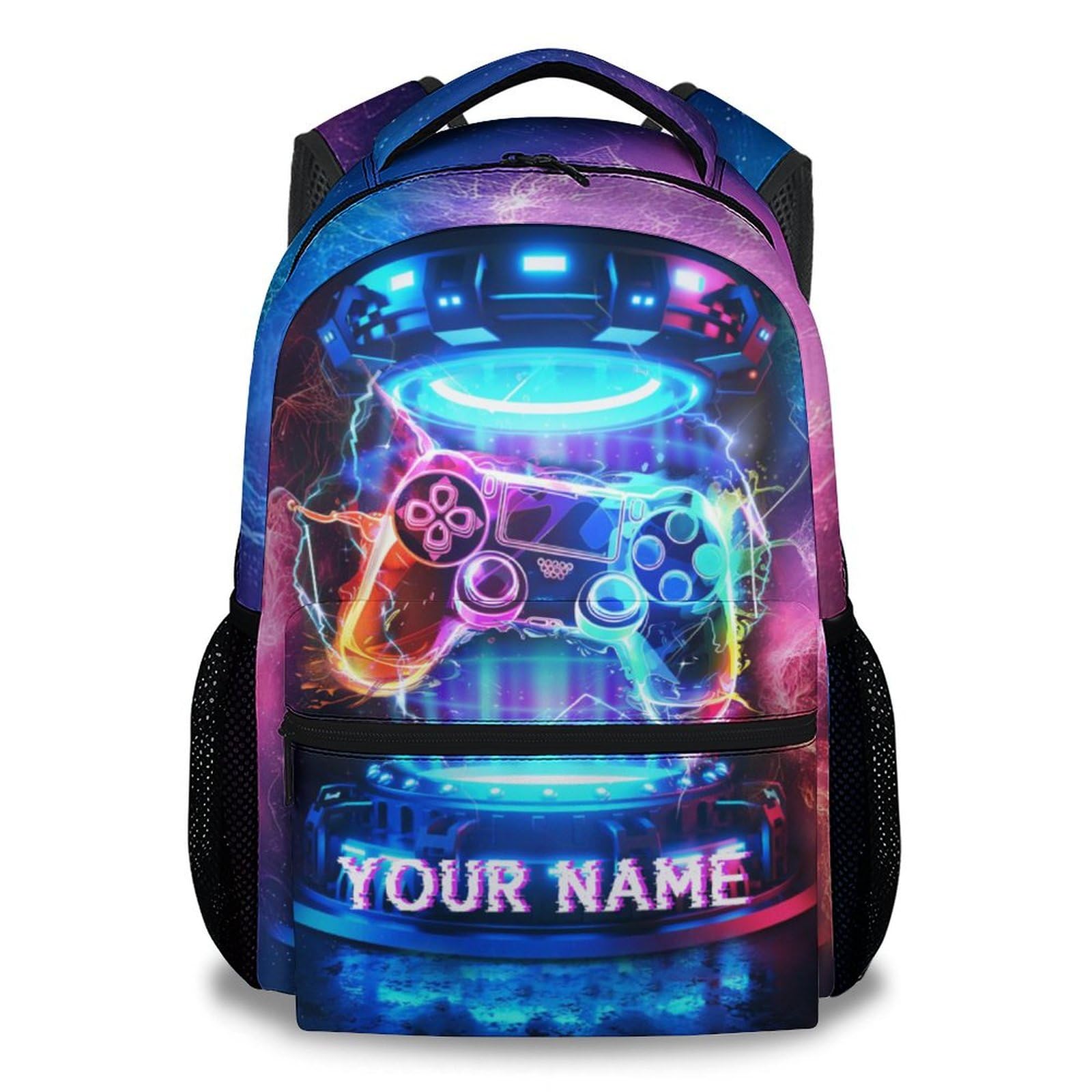Personalized Boys Backpack for School - 17 Inches Colorful Gaming Backpacks for Gamer Lovers - Cool Custom Gamer Bookbag for Elementary