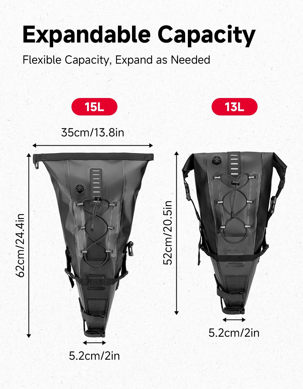 KEMIMOTO Borsa da Sella Bici, 15L Borsa Sottosella Bici Impermeabile Divisa con Riflettenti e Supporto per Ciclismo Bici Corsa MTB Mountain Bike