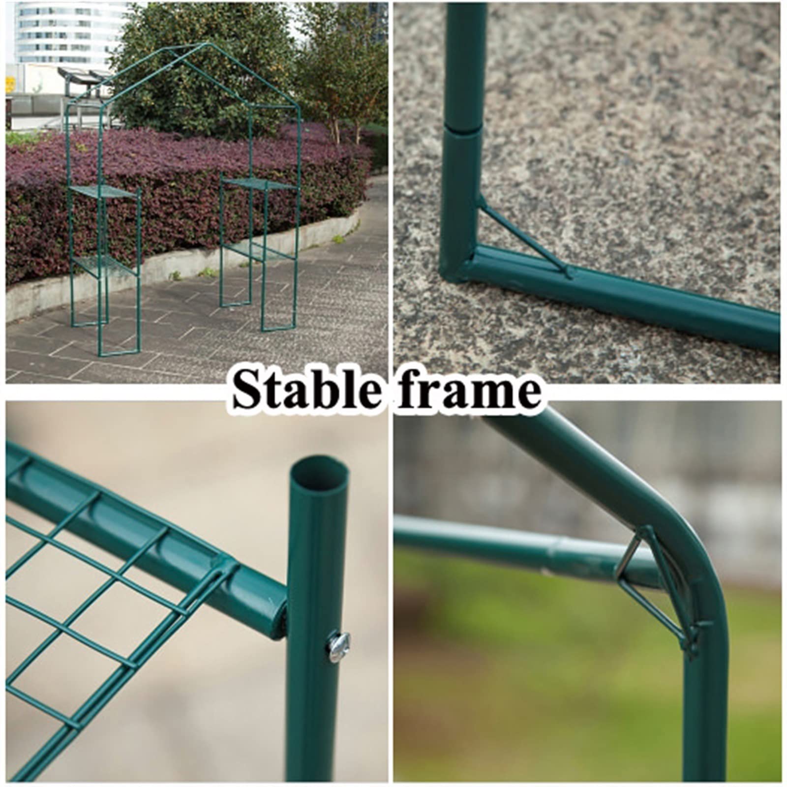 YUZES Kit de Invernadero de plástico de jardín portátil para Interiores y Exteriores, con Puerta con Cremallera y estantes de Metal Resistente, Plantas Que Necesitan protección contra heladas