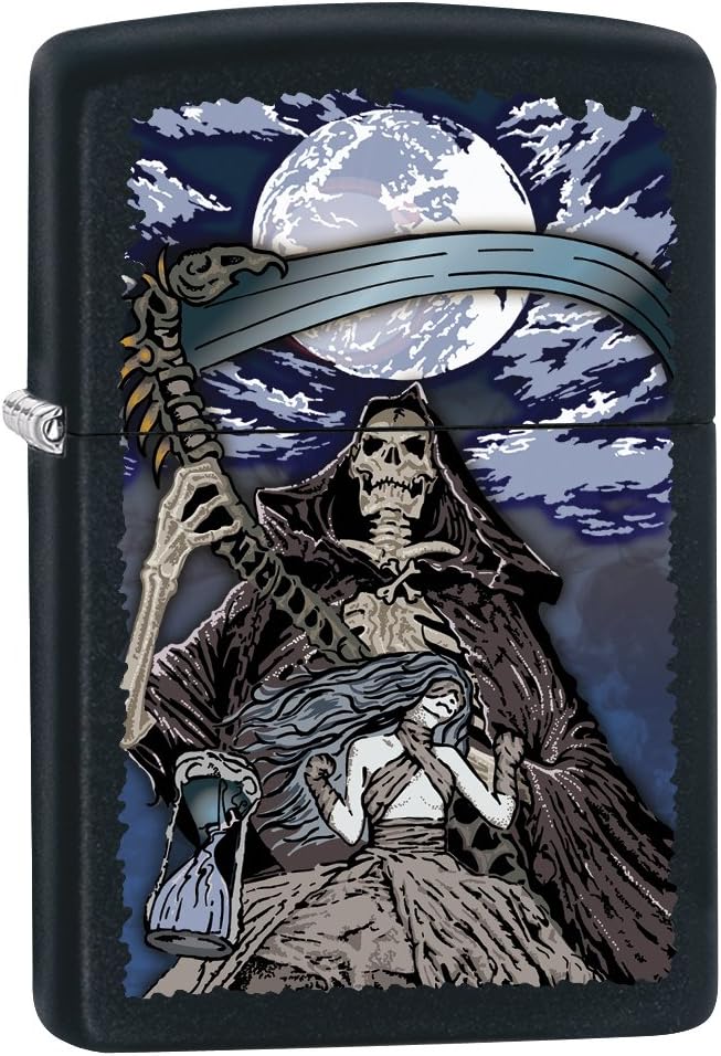 Zippo Lighter: Grim Reaper and Moon - Black Matte 79245