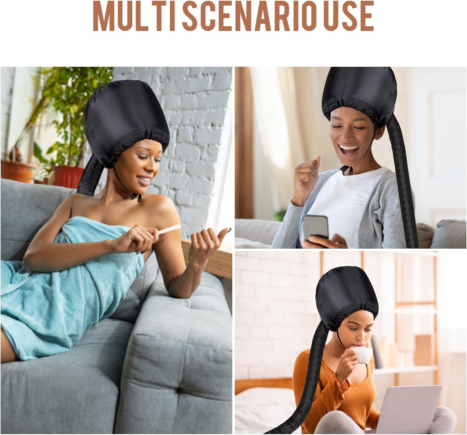 Hair Dryer Bonnet Hood Cap- Hair Care Thermal Head Spa Cap Treatment Nourishing Heating Cap Home Salon, Quick Dry Deep Condition & Styling Hot Oil Treatment Spa Cap Steamer For Women & Girls 4