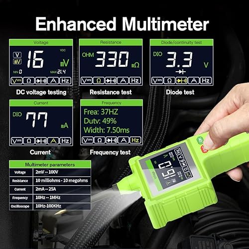 Miniatura 3 de TopDiag Probador de circuito automotriz P200 Pro, kit de sonda de circuito de potencia, 9  30 V con multímetroreléprobador de inyector de
