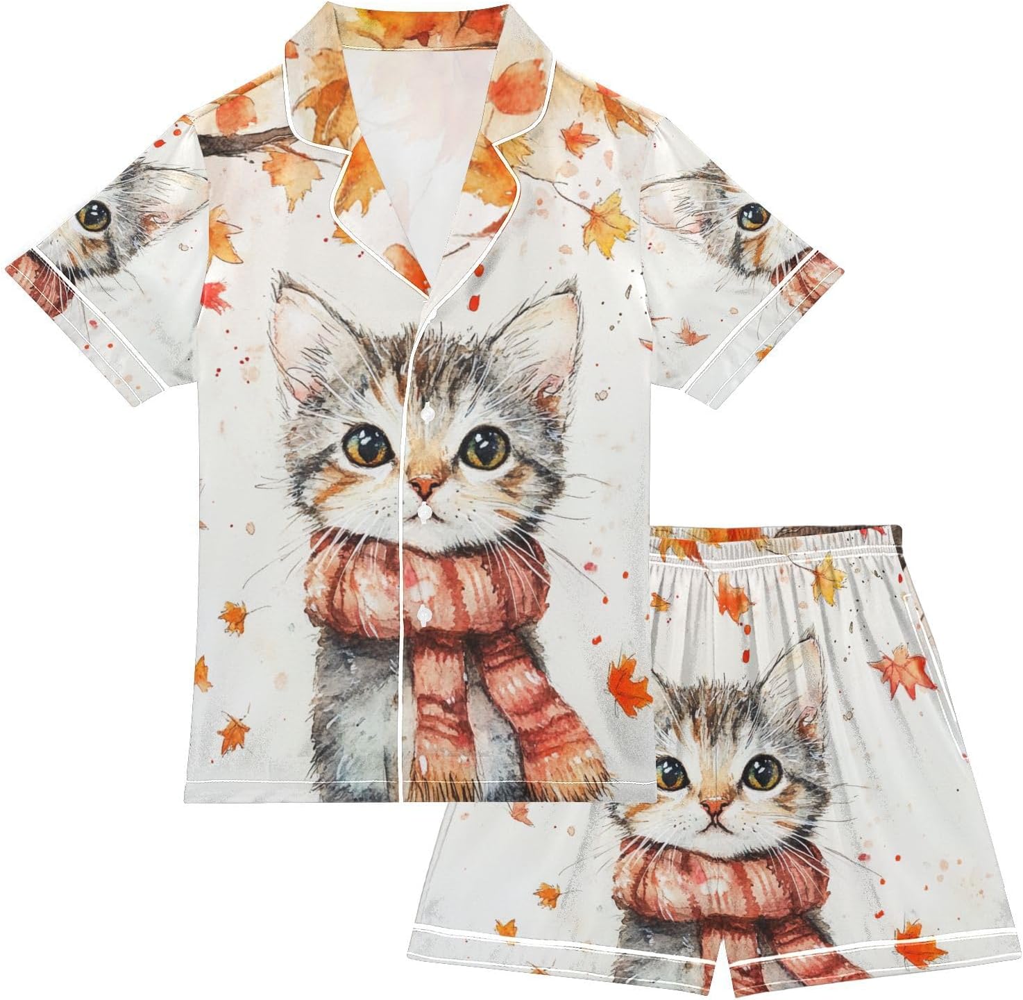 Silk Pajamas Sets Soft Satin 2 Piece Pjs Set Short Sleeve Sleepwear Nightwear