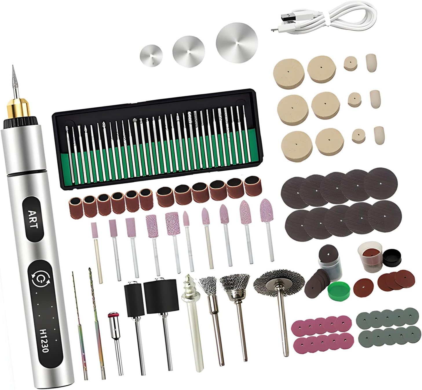 Pack of 182 Multi Functional Precisions Engraver for Sculpting Cutting and Polishing Hard Materials Heads