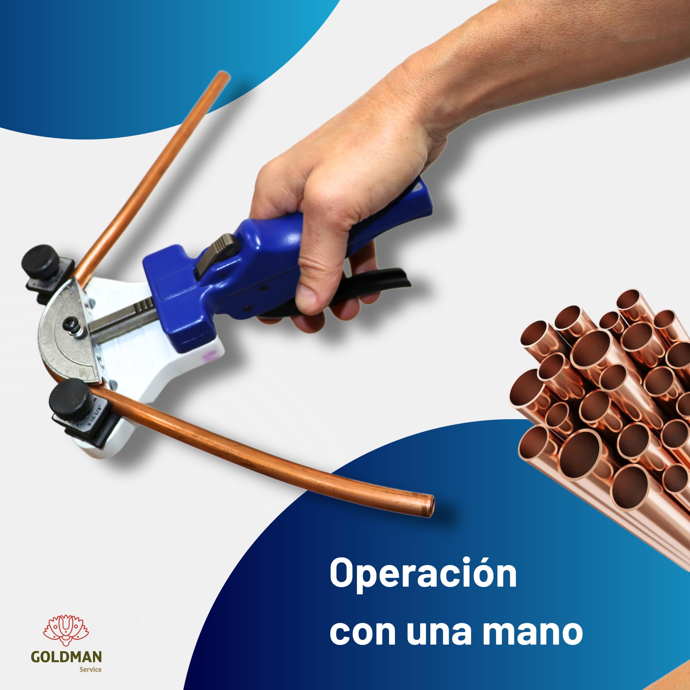 GOLDMAN SERVICE - Dobladora de Tubos Manual para Tubo de Cobre de Aire Acondicionado y Ventilación con Corta Tubos. (5 a 12 mm)
