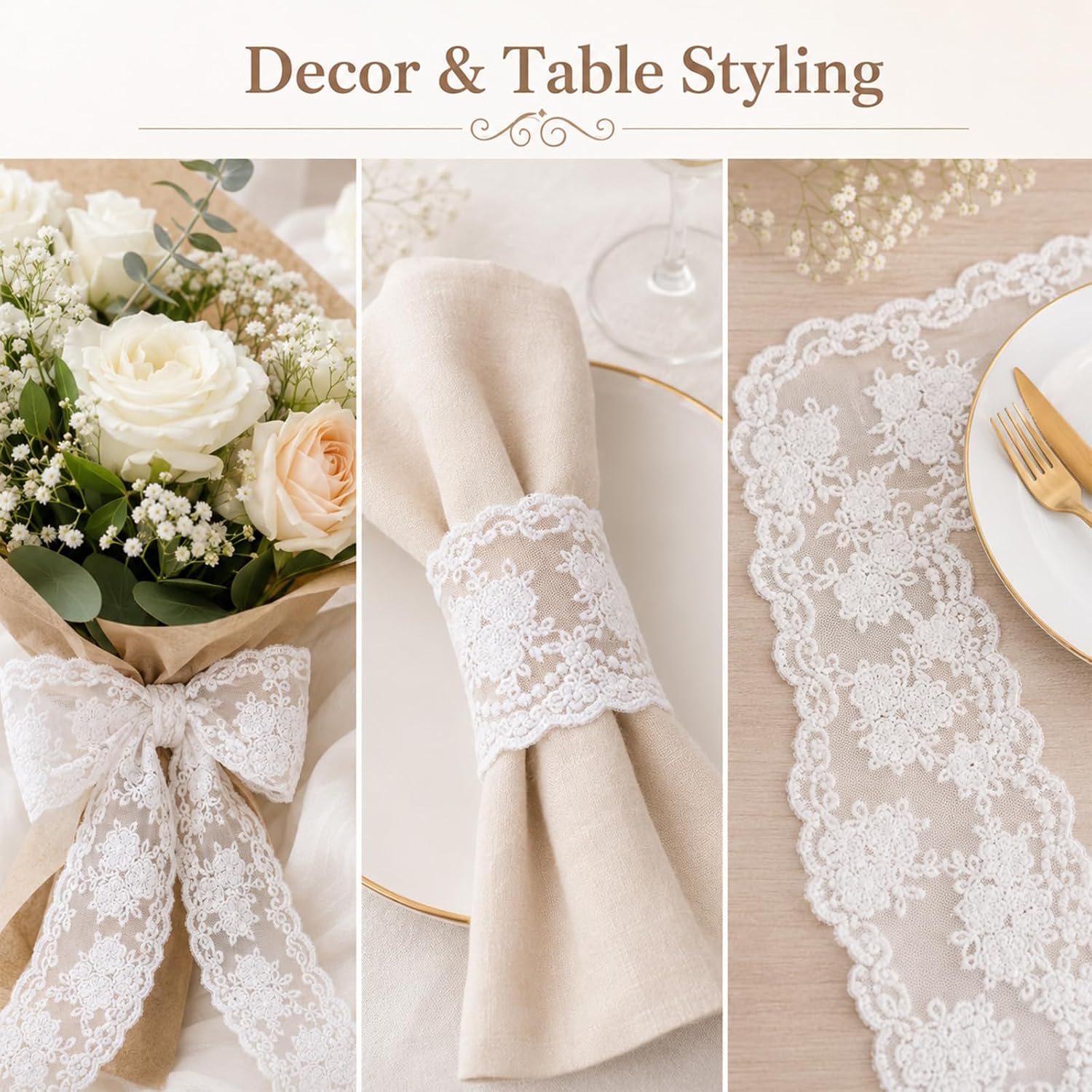 5.2 Yards White Lace Trim for Sewing 3.15inch Width Lace Trim Ribbon Cotton | White Lace Fabric for Gift Wrapping, Wedding Decor, Crafts Sewing and Bridal Wedding Dress Applique Decorations