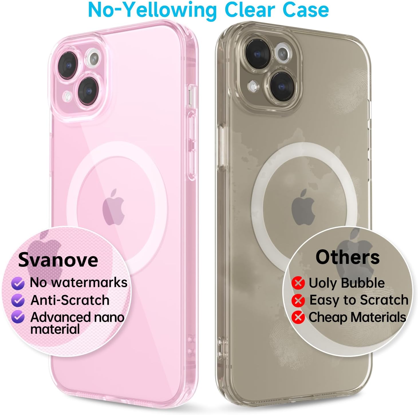 Svanove for iPhone 13 Mini Case Clear Compatible with Magsafe Silicone, Transparent Thin Magnetic Mag Safe Case Cute, Girly Aesthetic Trendy Slim Hard Rubber Camera Cover Protection, Light Pink image 5
