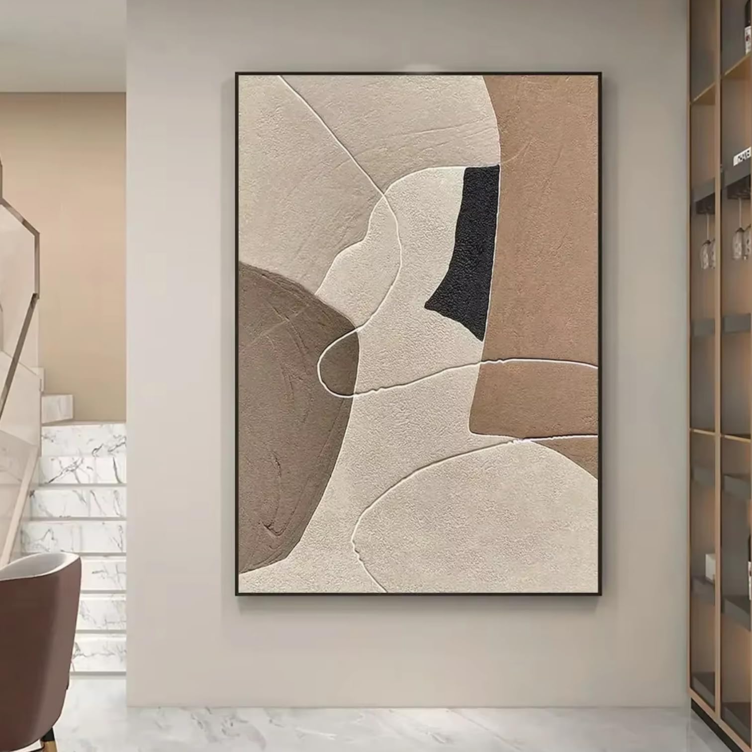 DFZEWKI Beige and Brown Abstract Beige Canvas Wall Art Canvas Prints Artwork for Living Room Home Decor(40x50cm(16x20in)/No frame)