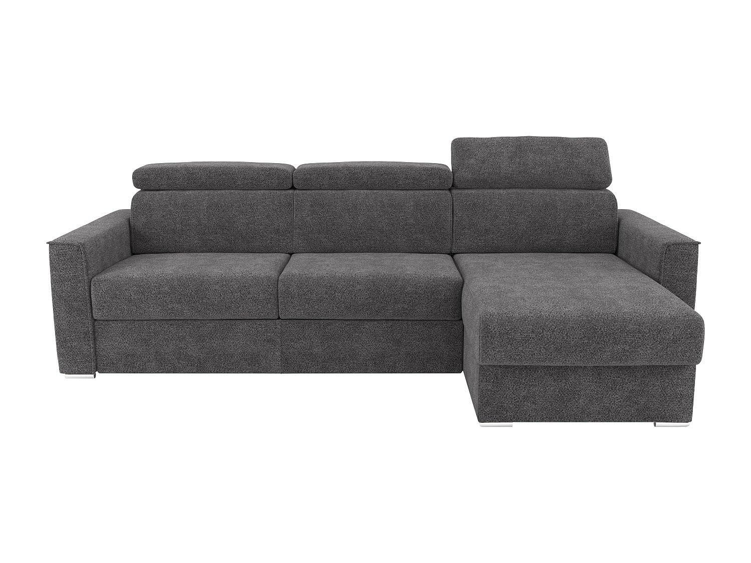 Vente-unique-Sof· esquinero Reversible Convertible Express en Tela Chenille Gris Antracita - Cama 160 cm - ColchÛn de 18 cm Vizir