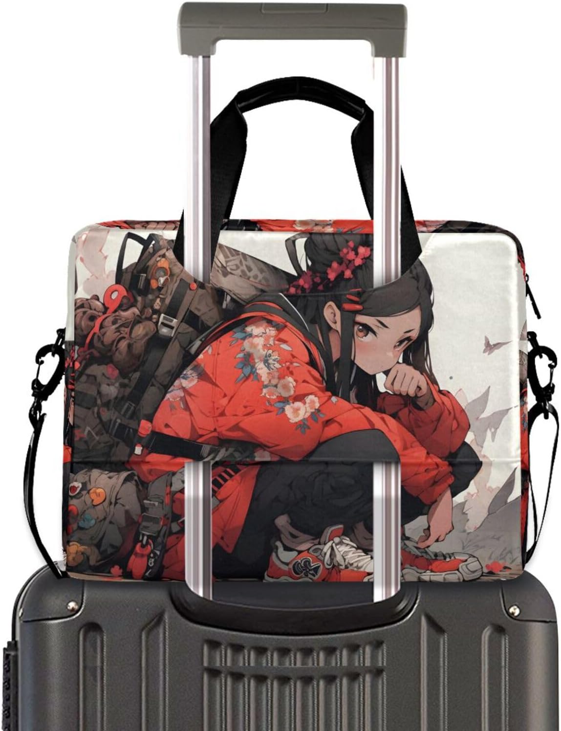 Laptop Bag Sleeve Anime Cyber Ninja Print 16 in Computer Briefcase with Comfortable Shoulder Strap Multi Pockets