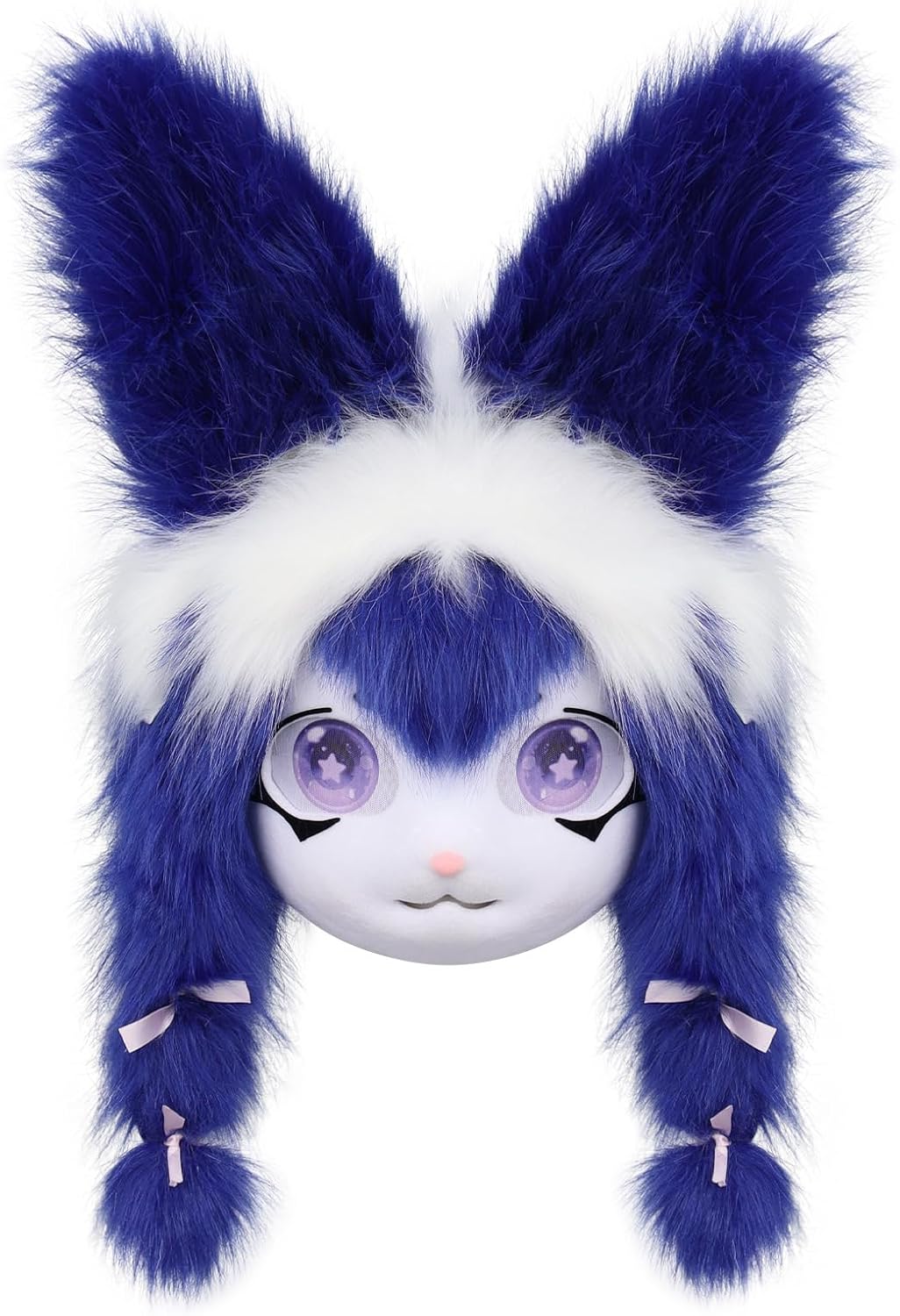 Fursuit Therian Cat Mask,Kawayi Plush Furry Kig Mask for Holiday Cosplay Party,Anime Lolita Animal Headgear Coostume