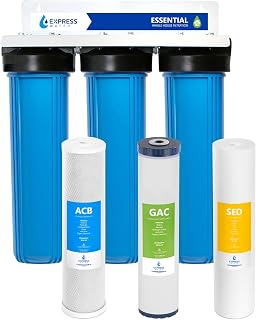 Express Water Whole House Water Filter System | ESSENTIAL | 3 Stage Whole Home Filter, Top-Tier Filters Produce Overachieving H2O, Significantly Reduces Chlorine & Sulfur Smell/Taste, Healtheir Skin