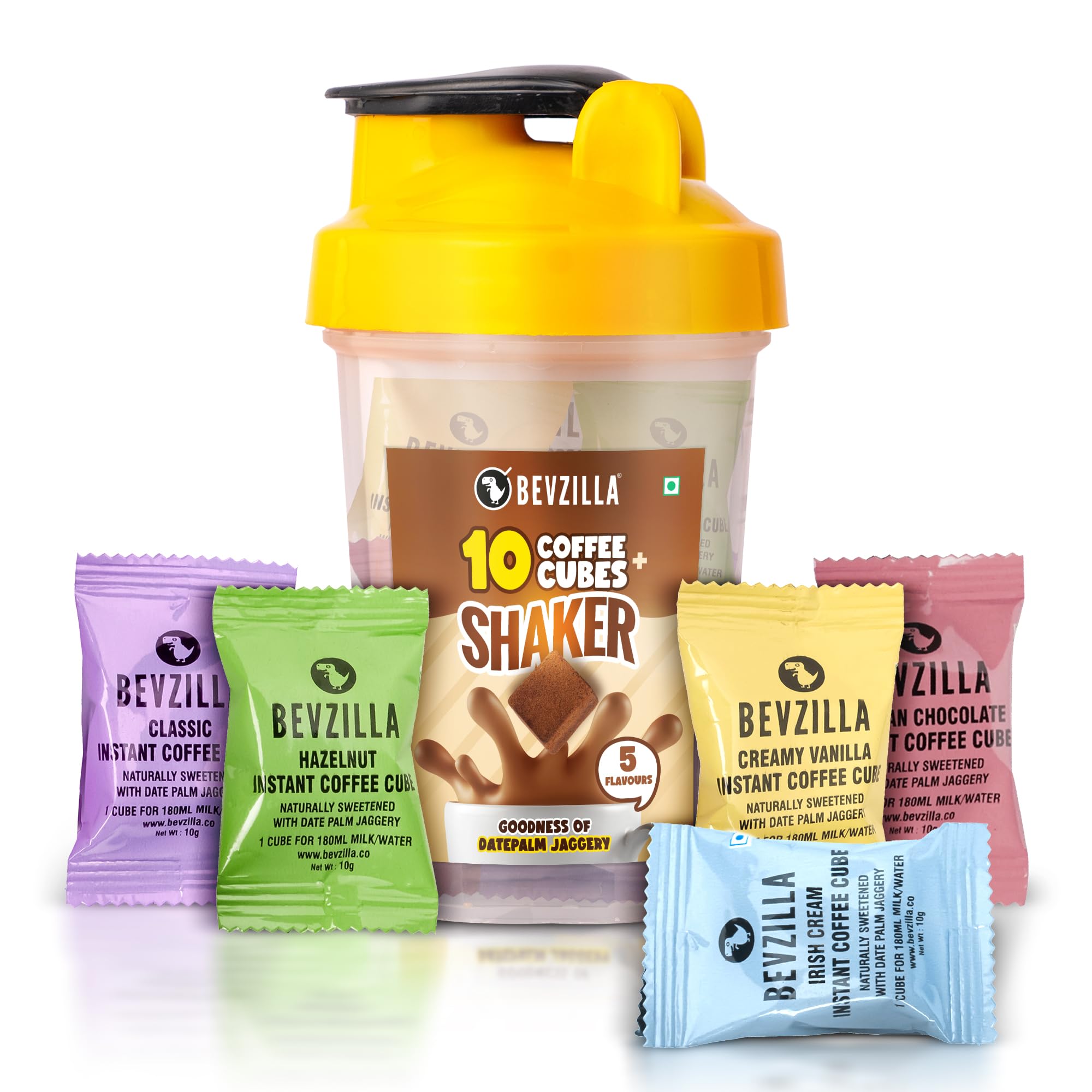Bevzilla Instant Coffee Cubes & Bottle Pack With 10 Coffee Cubes (2 Cubes Each Flavour) | Hazelnut, Classic, Belgian Chocolate, Irish Cream & Creamy Vanilla | BPA Free Shaker 500 Ml Leak Proof (B0CBMGQ2DF) Amazon Price History, Amazon Price Tracker