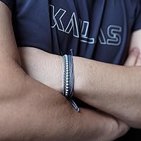 Vista 253 de Handmade Natural Stone Beaded Healing Bracelet Gift for Men Adjustable Rope String Bracelet (picasso jasper, Adjustable)