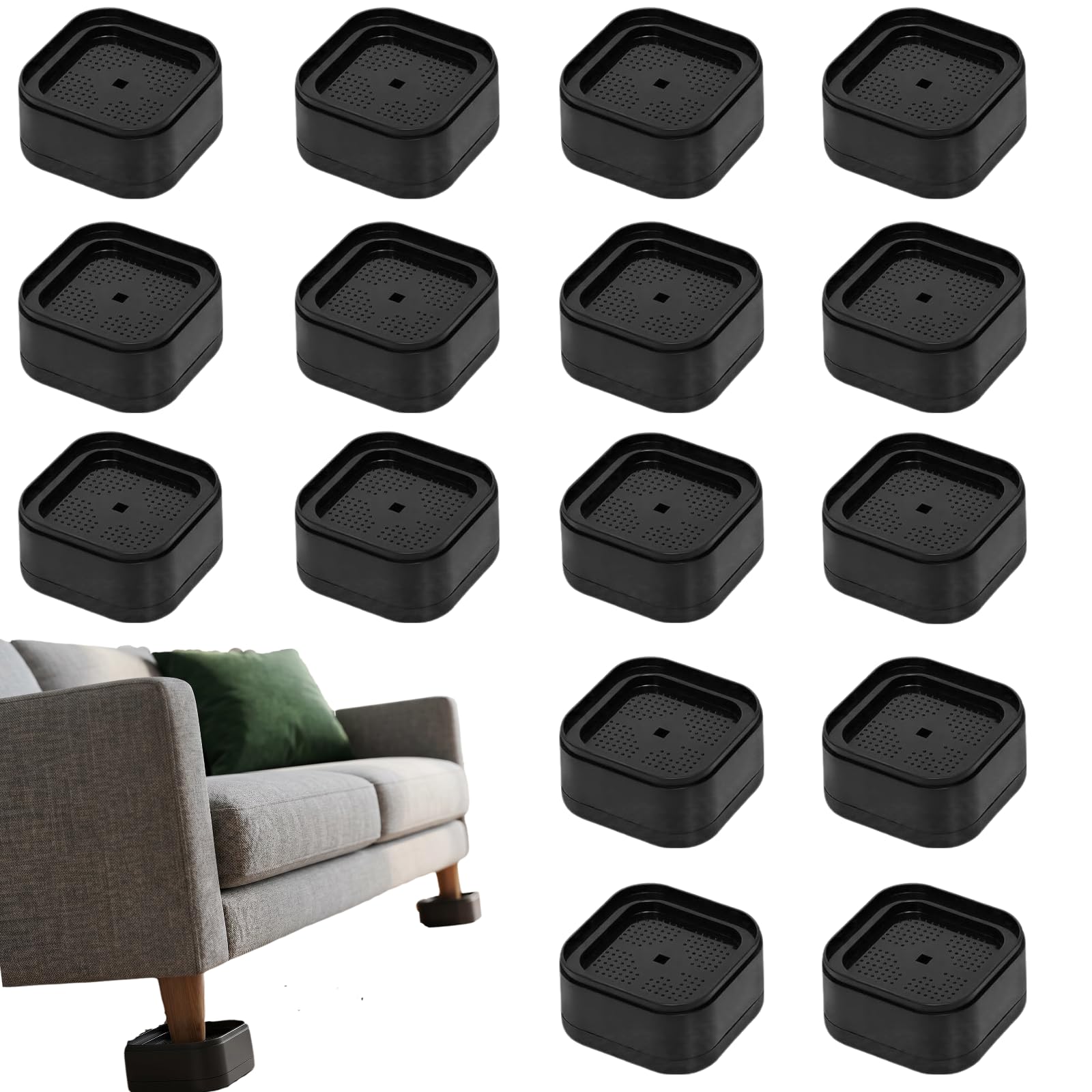 Wrbugukeji Stackable Furniture Risers, 16 Pcs Versatile Bed Raising Blocks