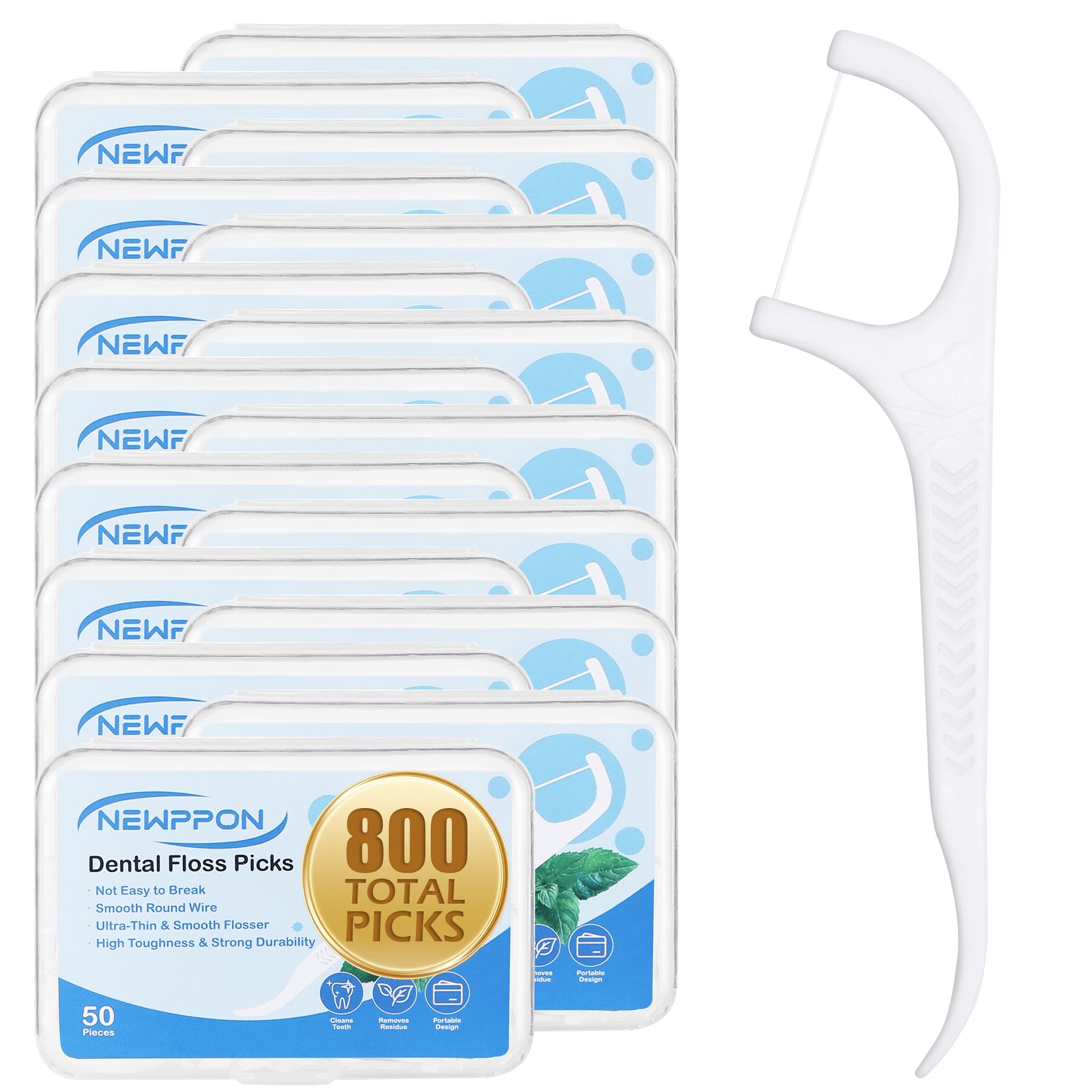 800 Count Dental Floss Picks – Unflavored Floss Sticks with Built-in Toothpick – 16 Boxes of 50 – Strong &amp; Smooth Dental Flossers for Family Oral Care at Home Office &amp; Travel – Adults &amp; Kids
