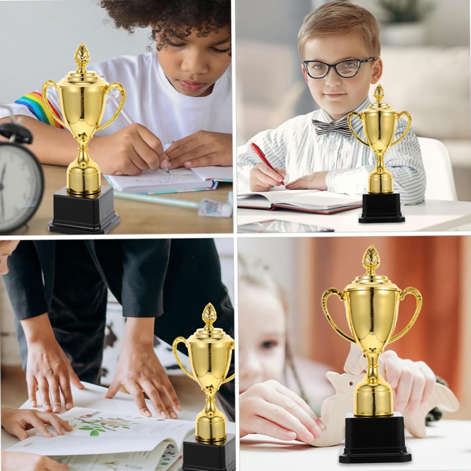 esmen 2 Stück Metall-Trophäen, goldene Mini-Trophäen, Fußball-Trophäen, Gewinner-Trophäen-Pokal für Verschiedene Wettbewerbe, Auszeichnungen, Partys usw