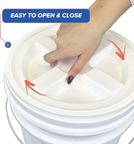 Miniatura 8 de Cubo de 5 galones con tapa hermética con sello gamma, almacenamiento de grado alimenticio, plástico HPDE de alta calidad, libre de BPA, cubo