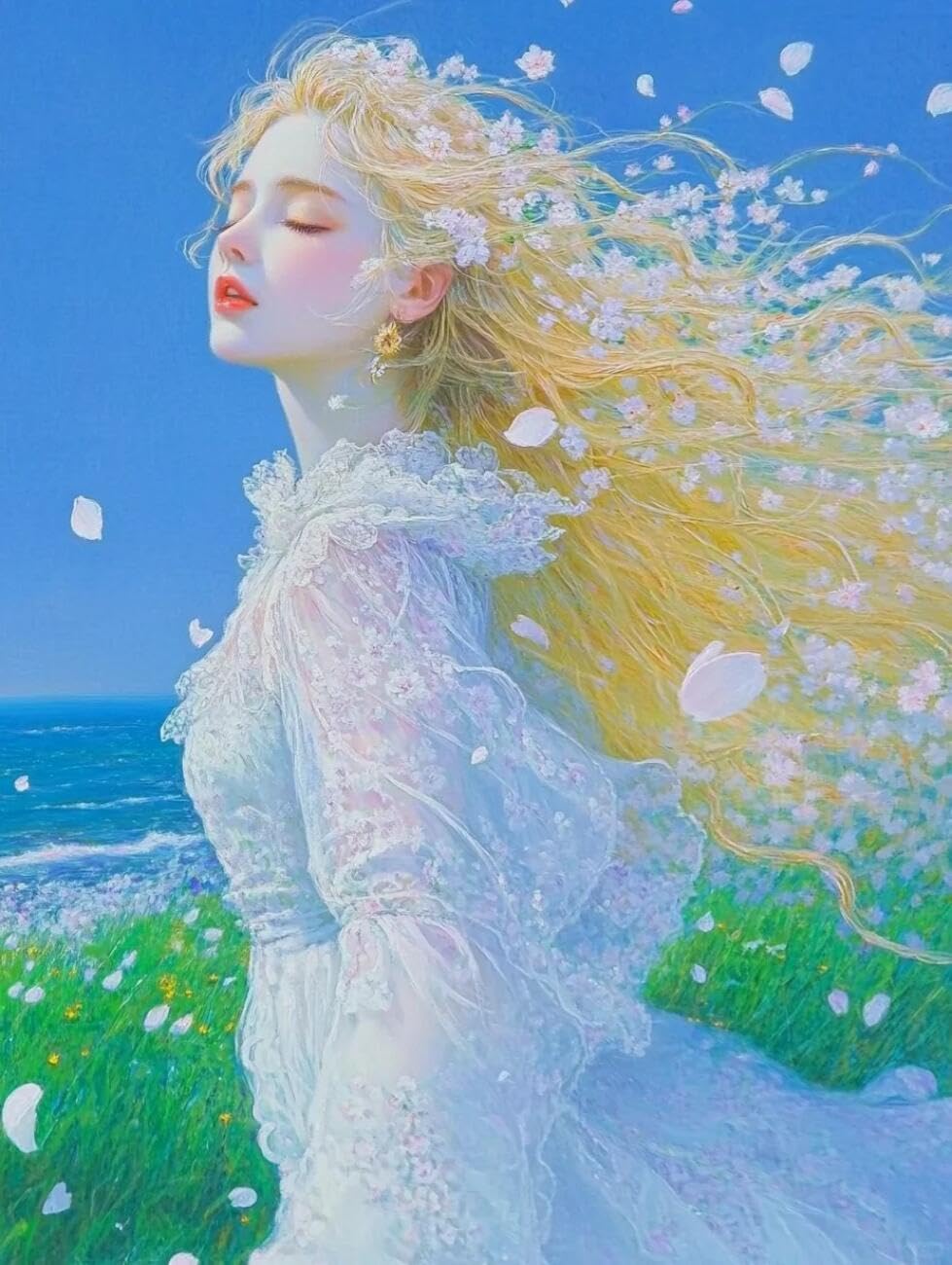Henypt Cross Stitch Kit Fantasy Woman DIY Arts Aand Craft Kit for Adults Beginners with Accessories Handmade DIY/Gifts 14CT 60x80cm