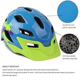 Exclusky Kids Bike Helmet Adjustable Safety Lightweight Children Bicycle Helmet for Kids Skating Cycling Scooter Boys and Girls Bicycle Helmets Ages 5-8-14