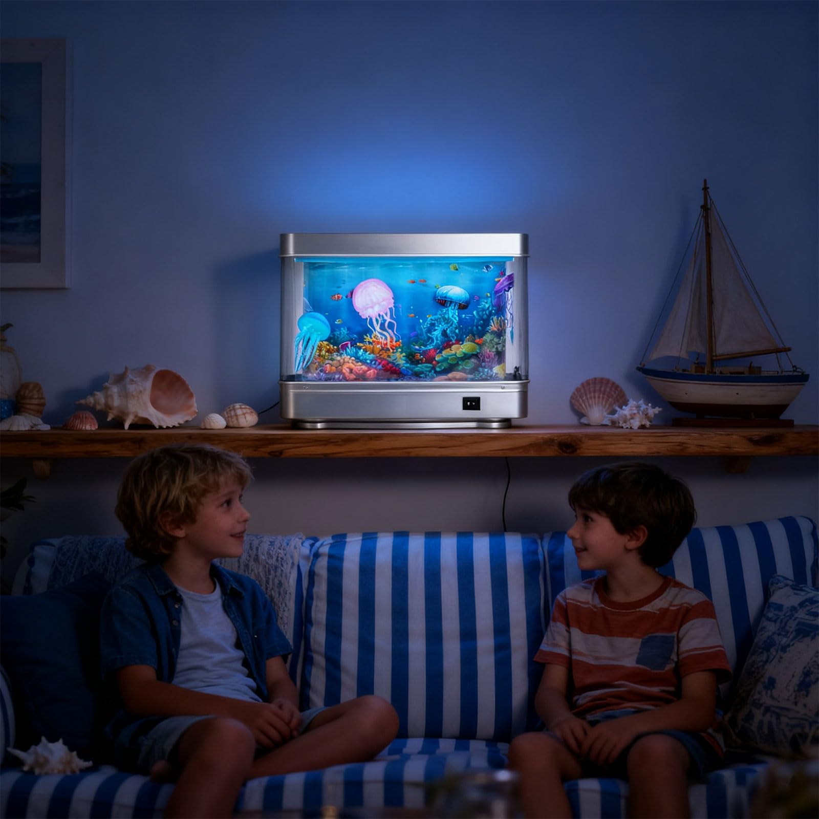 Lampada decorativa per acquario, a forma di medusa, in plastica ABS, illuminazione a LED sicura, alimentazione USB, lampada da scrivania per casa, ufficio, luce notturna a meduse