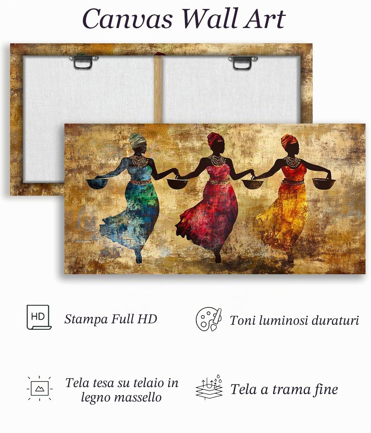 SKOEUI Grandi Quadri Moderni Soggiorno Africano Etnico Quadro con Cornice | Donna Figurativa 1 Pezzo 60x120 cm Stampa su Tela Decorazione da Parete per Salotto, Camera da letto, Cucina