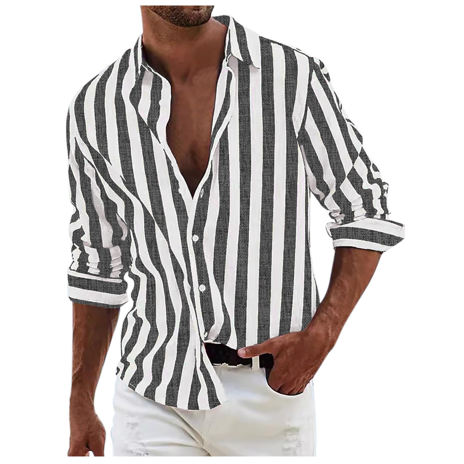 Genérico Camisa Hombre de Cuadros Invierno Camisas Hombre Manga Larga de Vestir Tonos Rayas Camisas Hawaianas Hombre Personalizadas Camisas Hombre Manga Larga Invierno Camisa Cuadros Hombre Leñador
