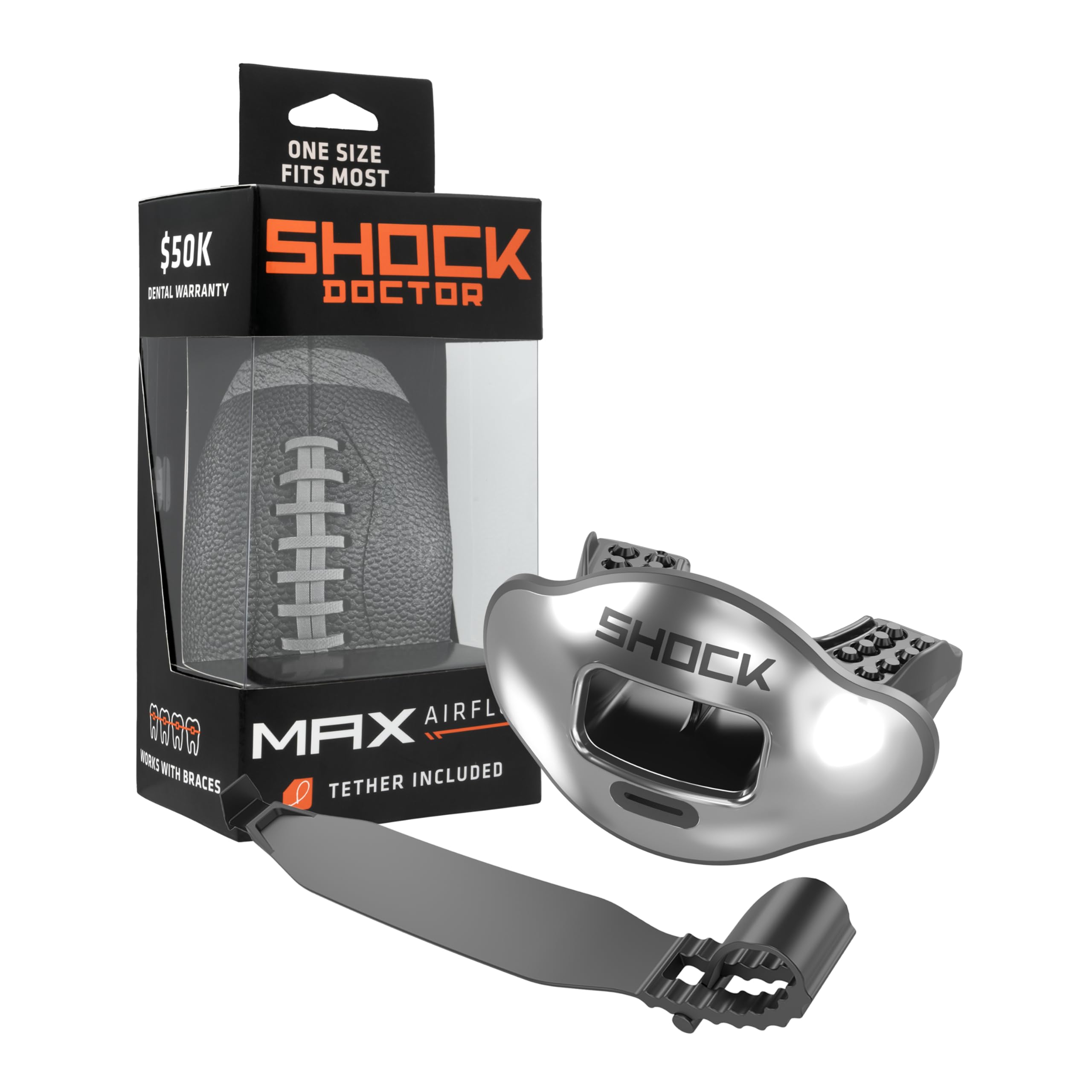 Shock Doctor Lip Guard, Adult and Youth Mouth Guard Football with Strap, Breathable Wide Opening Football Mouthpiece for Youth and Adults OSFA, Shock Doctor Mouth Guards, Max Airflow — view 16