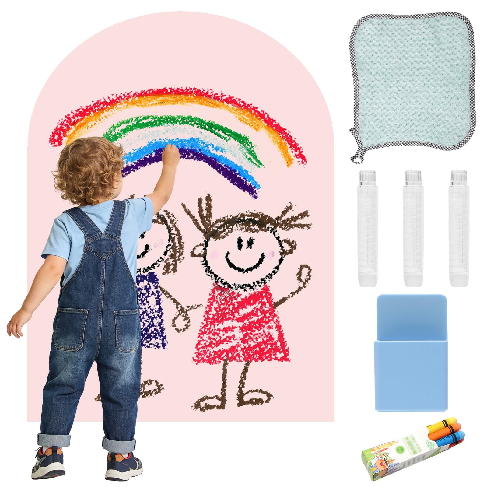 Magnettafel Kinder, Magnetwand Groß 80x100cm, Montessori Magnetwand Kinder mit Kreiden, Abwischbare Tafel, Magnettafel Selbstklebend für Kinderzimmer Deko, Schule, Büro (Hellrosa)