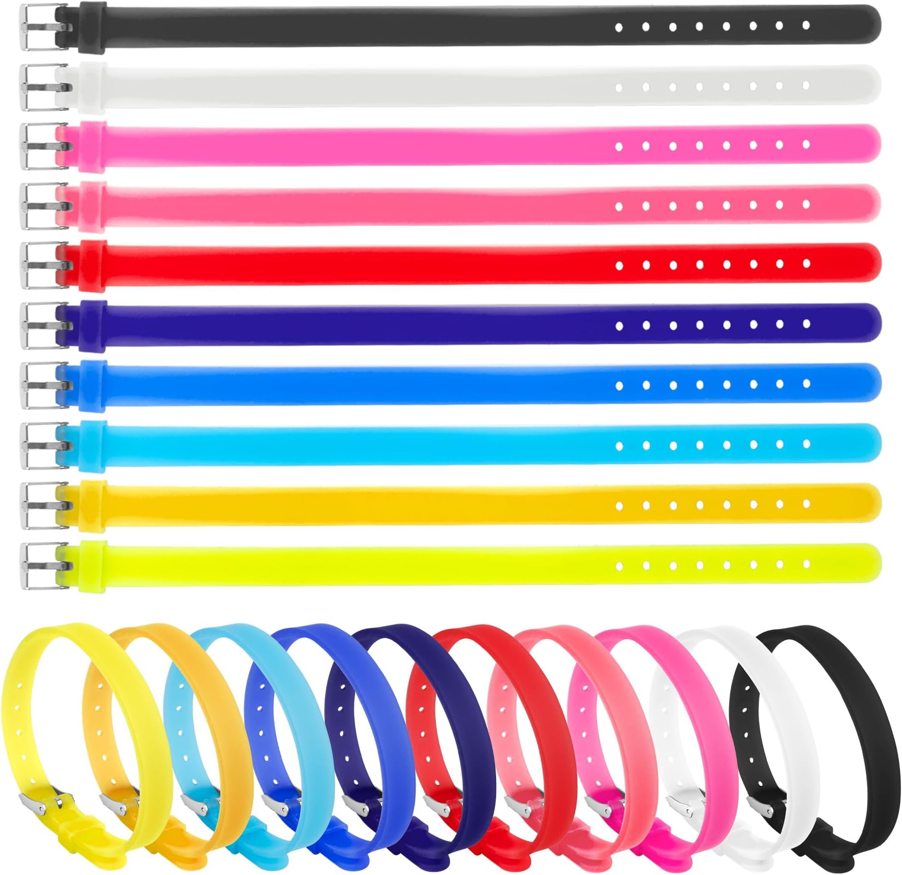 20 Pack 8mm Wristbands Bracelets for Slide Letters Mix Colors Jewelry Making DIY Craft 10 (Silicone Slide)