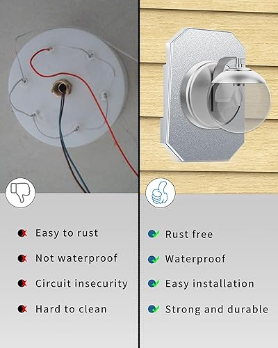 Vista 12 de Bloque de montaje de luz lateral, bloque de montaje de revestimiento de vinilo 8141DBL con caja eléctrica integrada, kit de placa de montaje al aire