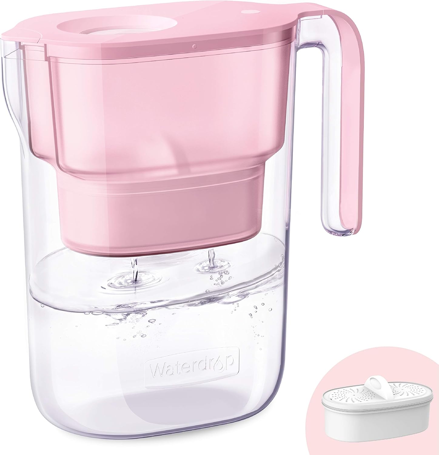 Waterdrop 200-Gallon Long-Life Elfin 5-Cup Water Filter Pitcher with 1 Filter, NSF Certified, 5X Times Lifetime, Reduces Lead, Fluoride, Chlorine and More, BPA Free, Pink : Home & Kitchen