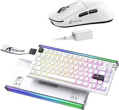 ATTACK SHARK R85 HE 75% Rapid Trigger Mechanical RGB Gaming Keyboard with Custom Lightbox,8KHz,0.005mm RT Accuracy and R6 Lightweight Wireless Gaming Mouse with PAW3950Max,Nordic 52480,8KHz,42K DPl