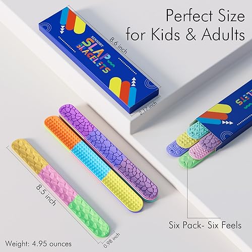 Miniatura 7 de Pulseras de silicona texturizada, juguetes para ansiedad para niños y adultos, 6 pulseras sensoriales a presión para estrés, ansiedad, autismo,