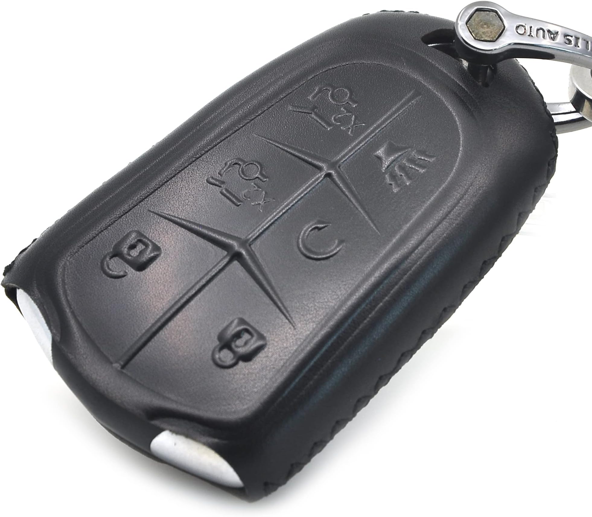 Cadtealir Leather Key Fob Cover compatible with Cadillac Escalade CTS SRX XT5 ATS STS CT6 ESV key fob Shield LOGO