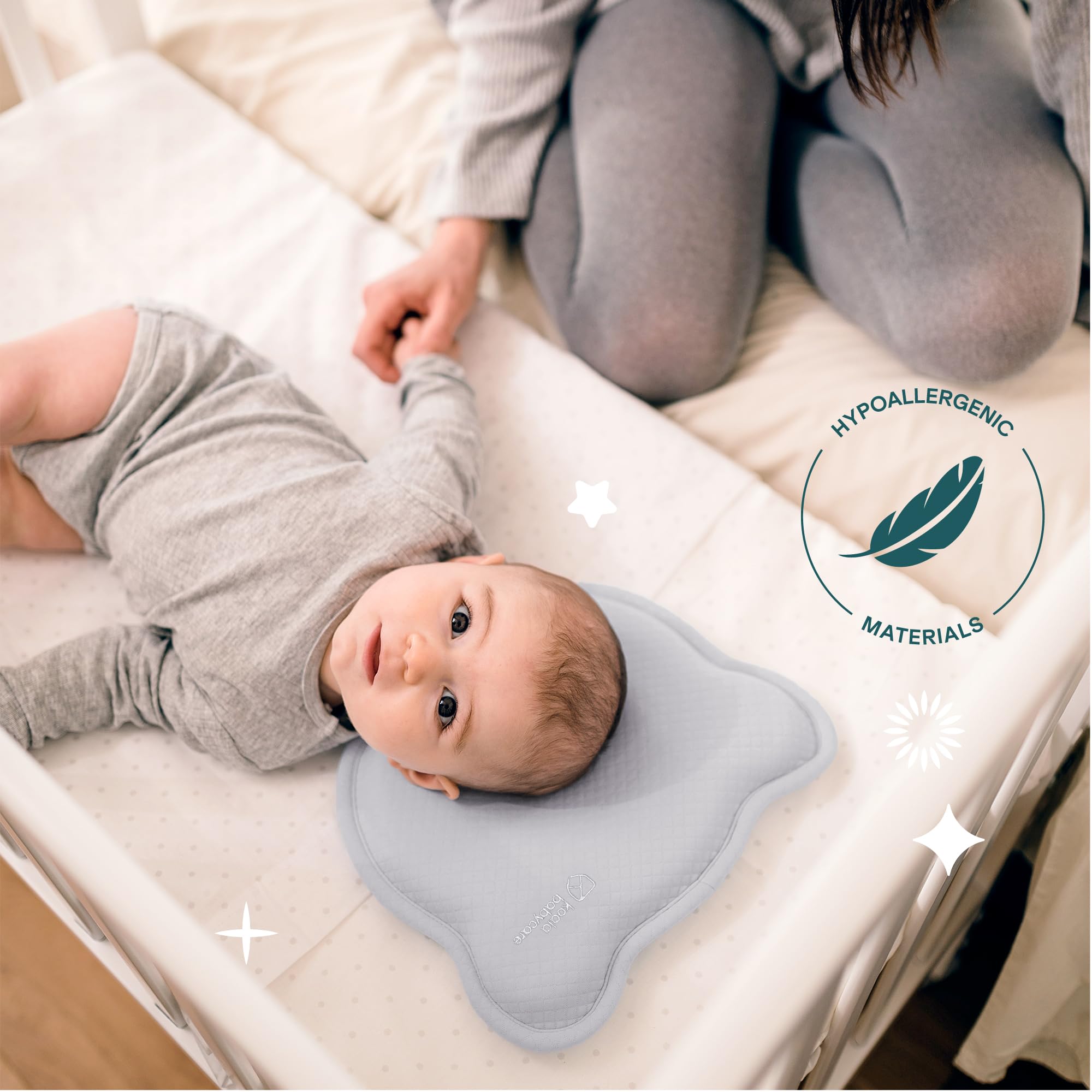 KOALA BABYCARE Coussin bébé par la plagiocéphalie (avec Deux Housses de Protection détachables) pour Aider à prévénir et Traiter la tête Plate à mémoire de Forme perforée Perfect Head