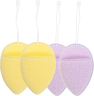 إسفنجات وجه على شكل دمعة، إسفنجات تنظيف وتقشير الوجه، إسفنجات طبيعية للتنظيف العميق للوجه من فوميز، 4 قطع