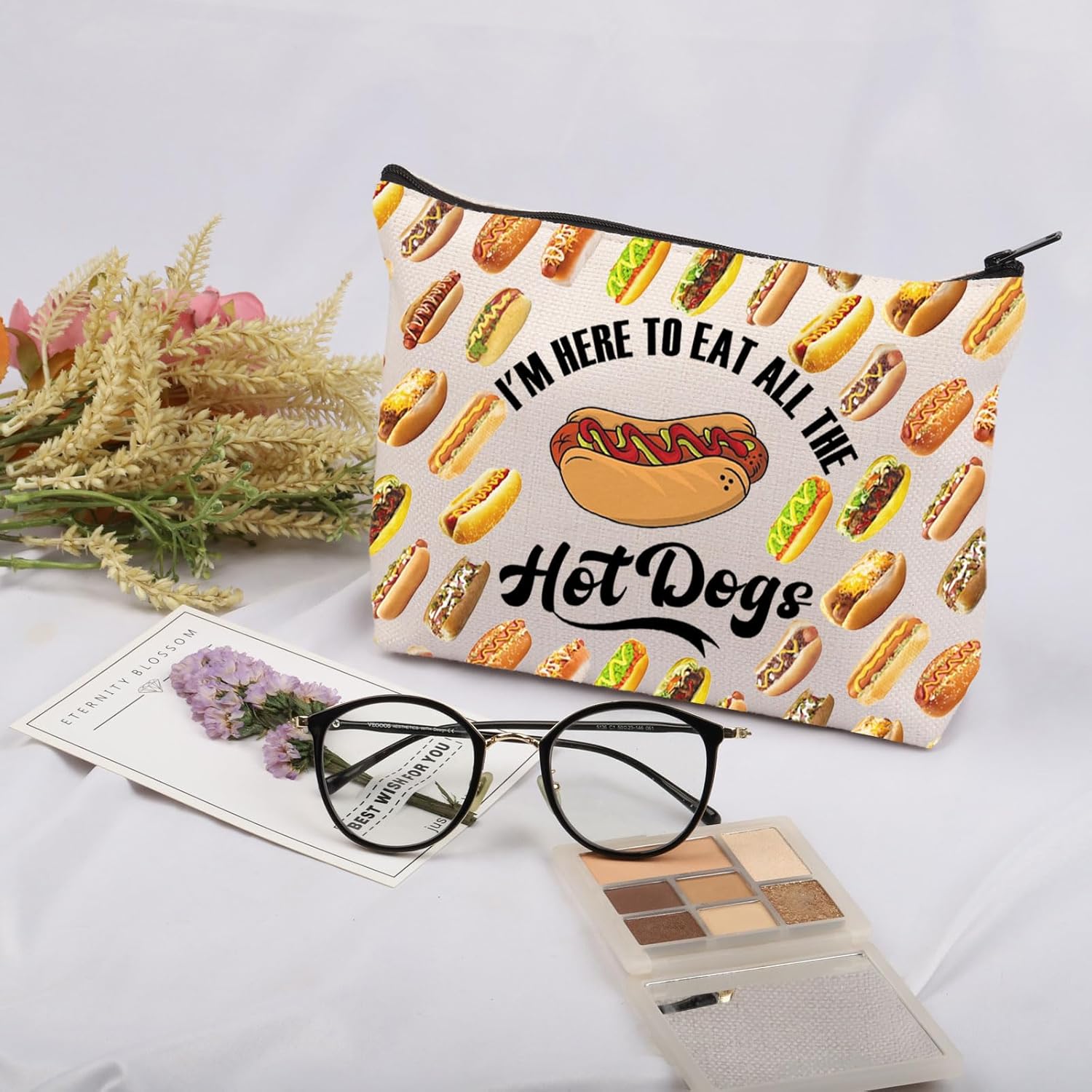 JNIAP Hot Dog Lover Gift I'm Here to Eat All the Hot Dogs Cosmetic Bag Foodie Gift (All the Hot Dogs Bag) - Image 5