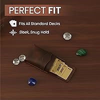 Vista 7 de Brown Leather Playing Card Case Protector Fits Poker & Bridge Size Cards - Handmade Full-Grain Leather Playing Cards Holder Storage Box - Playing